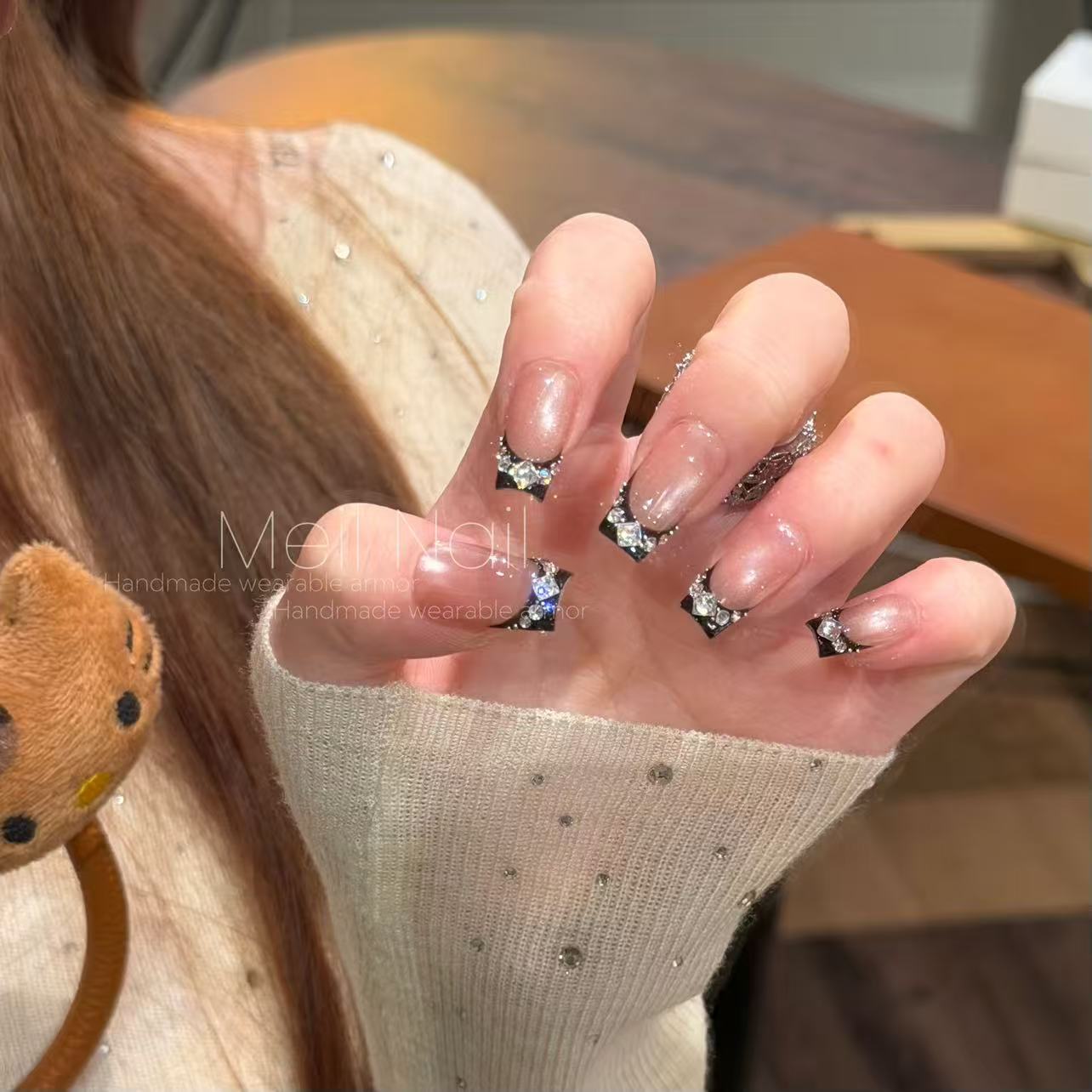 Meil Nail 钻石项链 秋冬法式满钻氛围感手工美甲 /可拆卸穿戴甲
