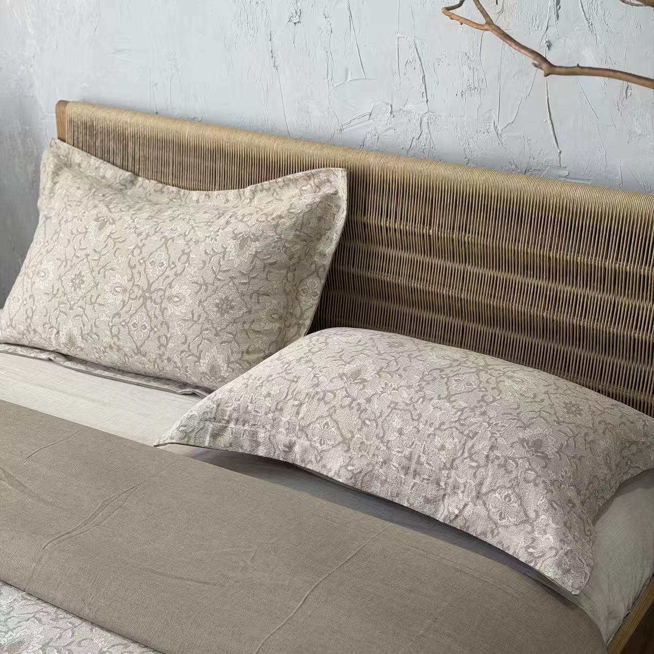 【棉麻枕套】雨露麻亚麻棉枕套 纽扣款  透气干爽 简约家用加厚