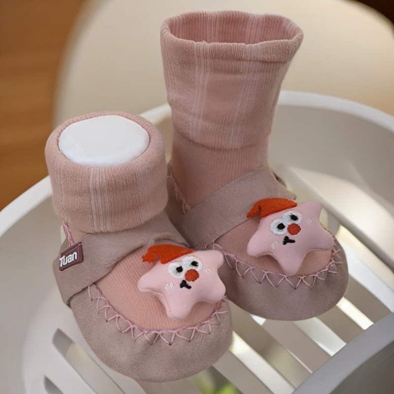 艾尼熊底板袜春秋婴儿鞋子透气步鞋高弹软底地板袜幼儿袜子护脚袜