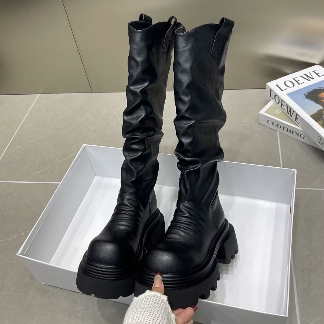 长靴女厚底高筒时装靴堆堆靴小个子瘦瘦靴子