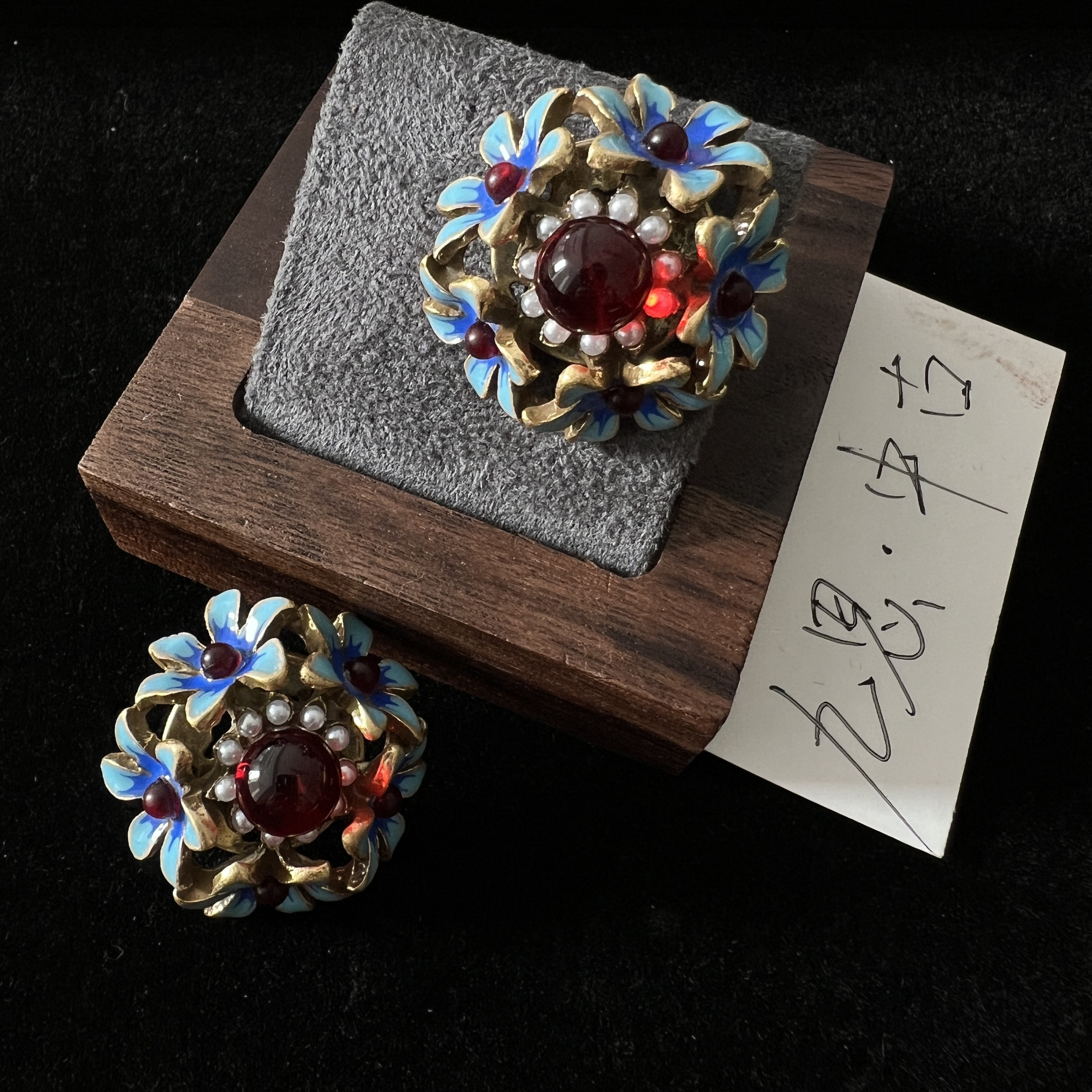 铜合金珐琅项链 铜合金珐琅耳饰 国风复古风精致蓝色渐变