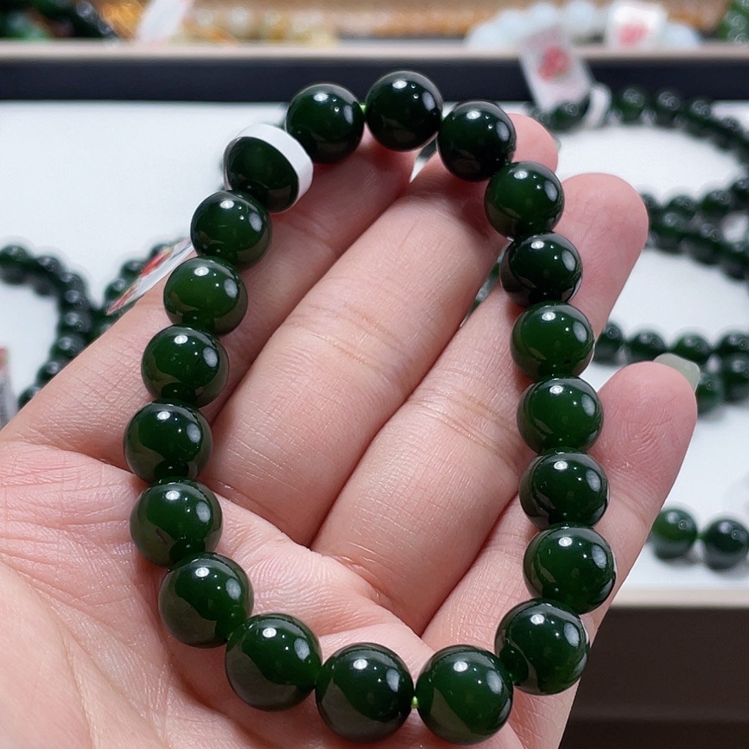 手链未镶嵌和田玉（碧玉）10 俄 红皮老料 