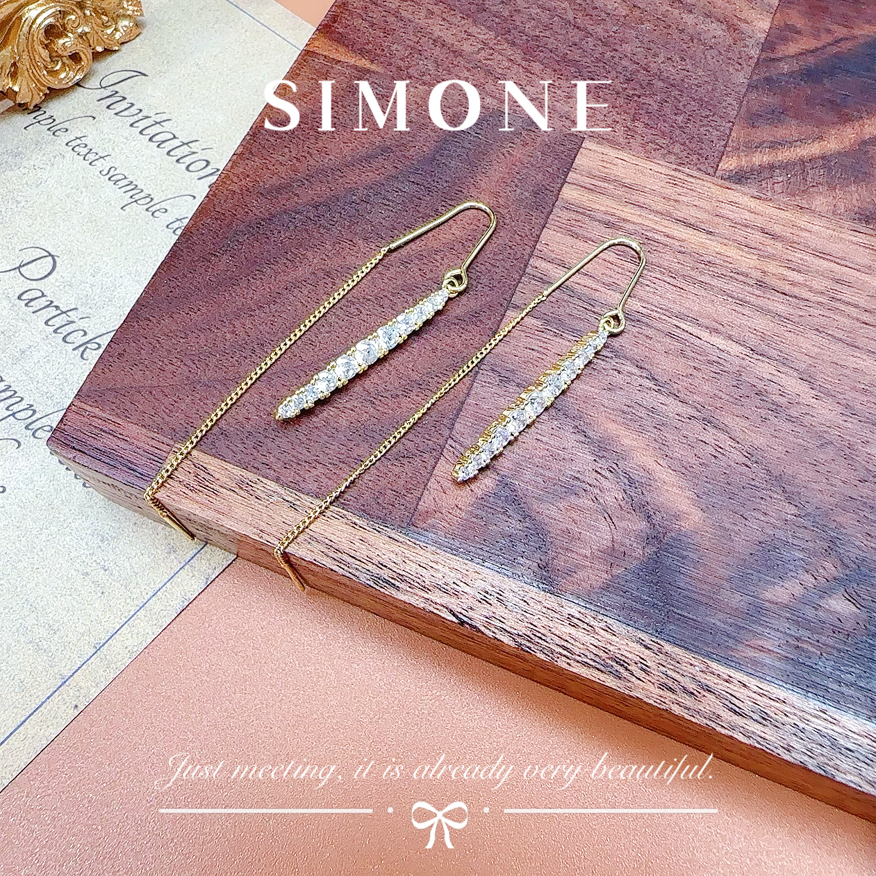 铜合金锆石耳饰 【6074】时尚气质百搭高级设计款耳饰