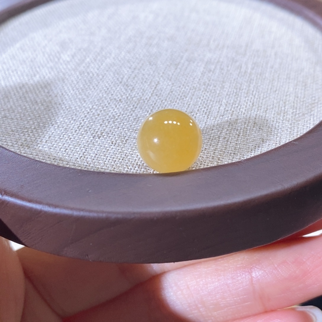 翡翠未镶嵌颈饰翡翠冰鲜黄圆珠12+mm
