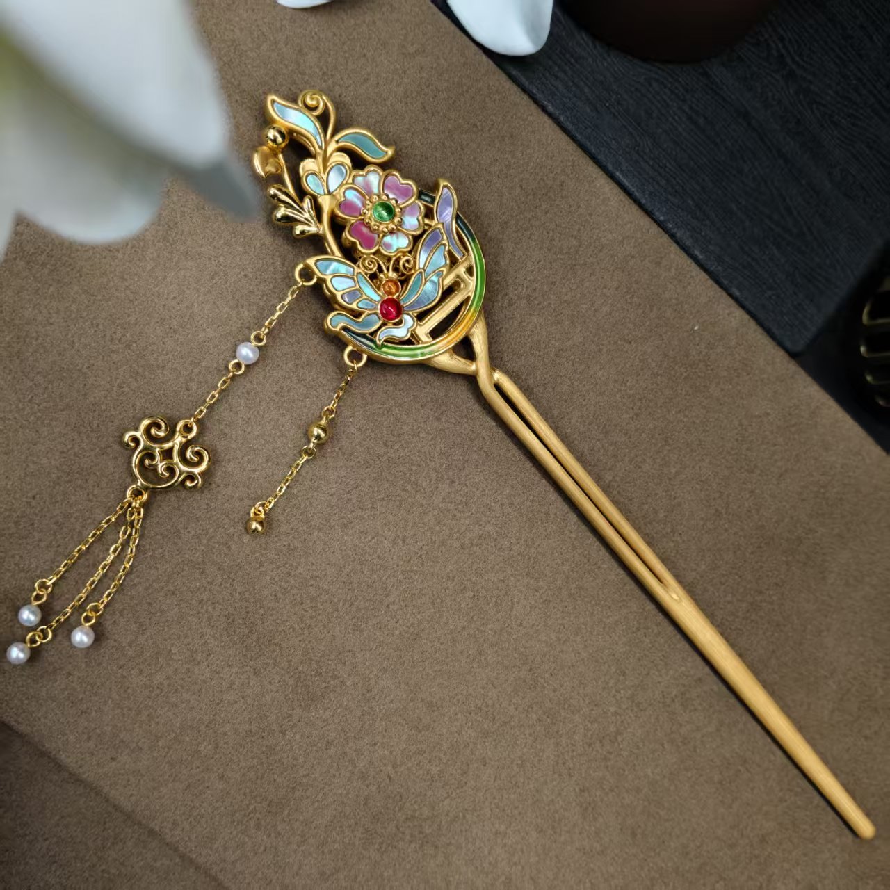 【恒潮珠宝】13.27g足金精品蝴蝶发簪H0966803