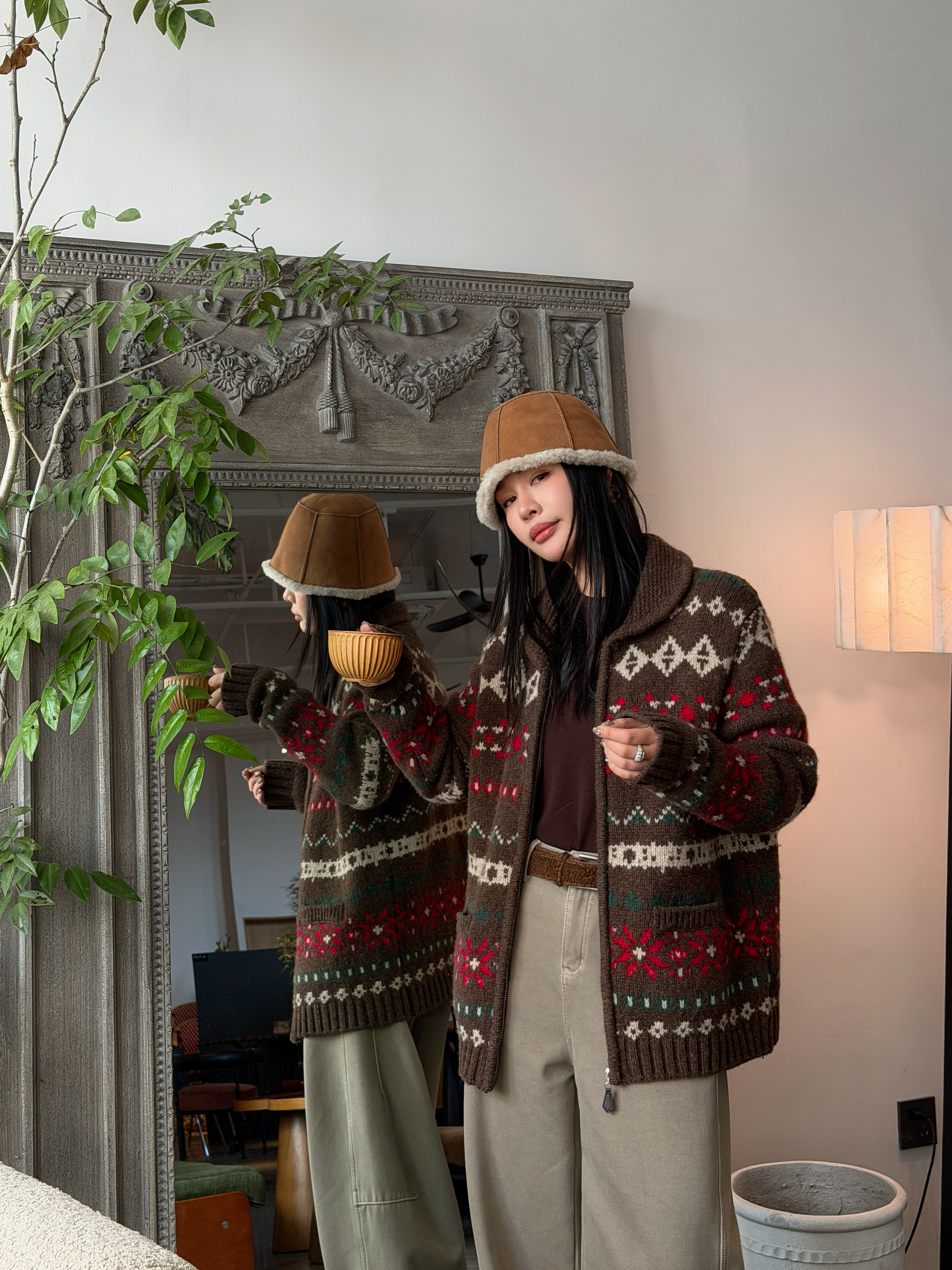 耶耶YEYE|“纽约的圣诞”节日氛围休闲感立领羊毛毛衣针织衫