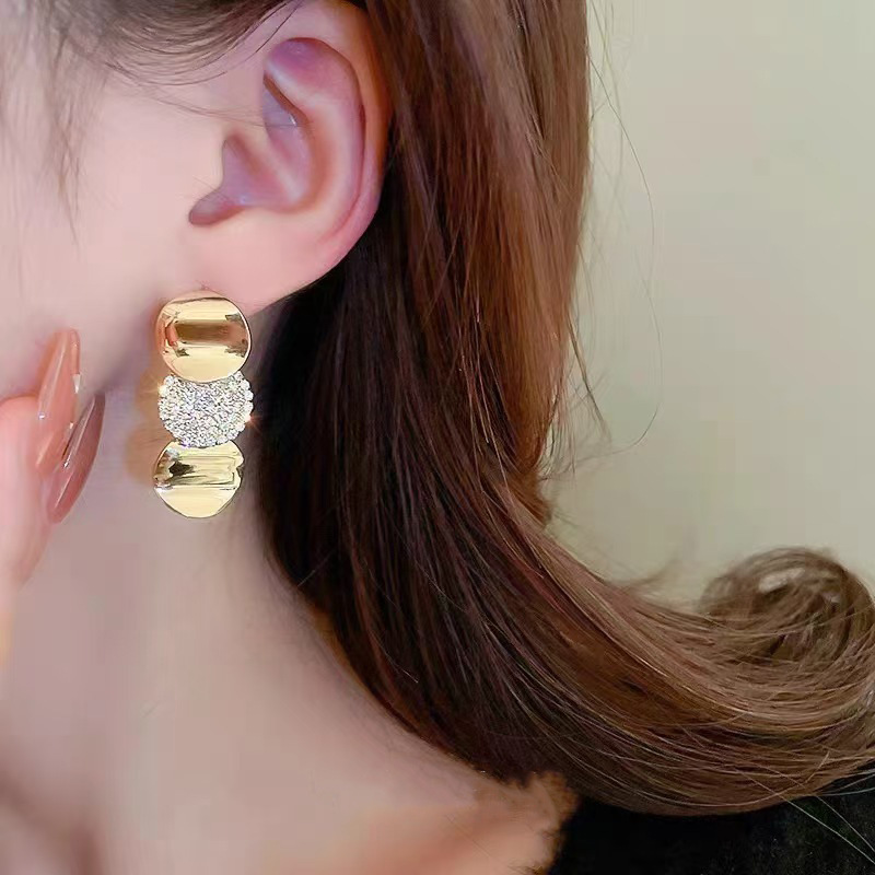 耳饰欧美金色圆片耳环小众独特耳饰高级感轻奢耳钉