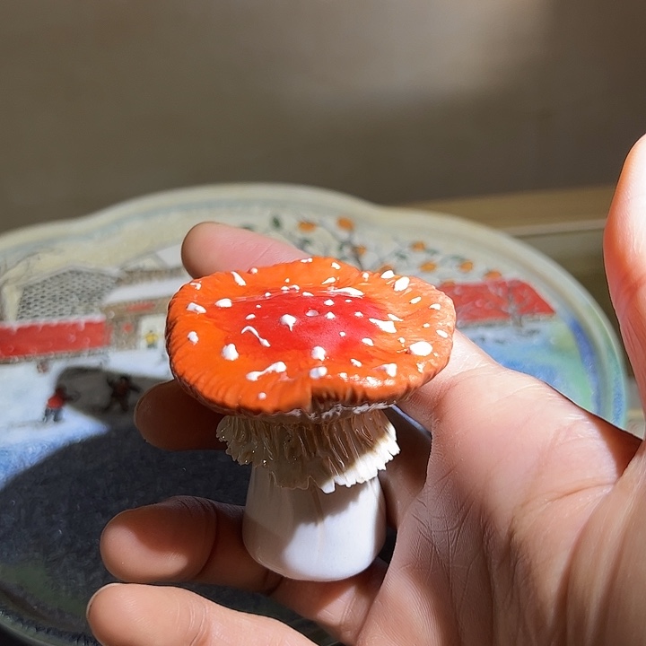 手工蘑菇摆件陶瓷香插