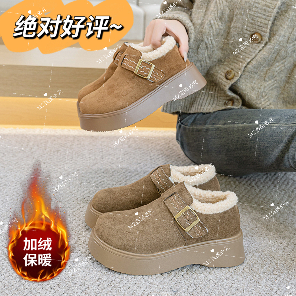 新款芒果头雪地靴复古港风休闲防滑勃肯鞋厚底保暖冬季女士棉鞋G
