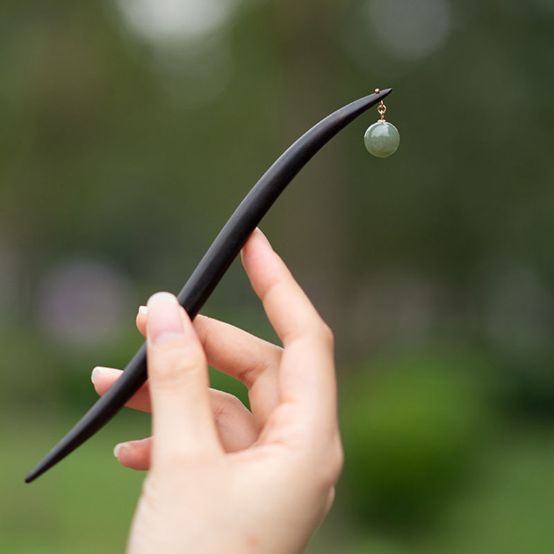 珍美妮原创翠岚高级感檀木发簪简约国风旗袍汉服簪子配饰中式头饰