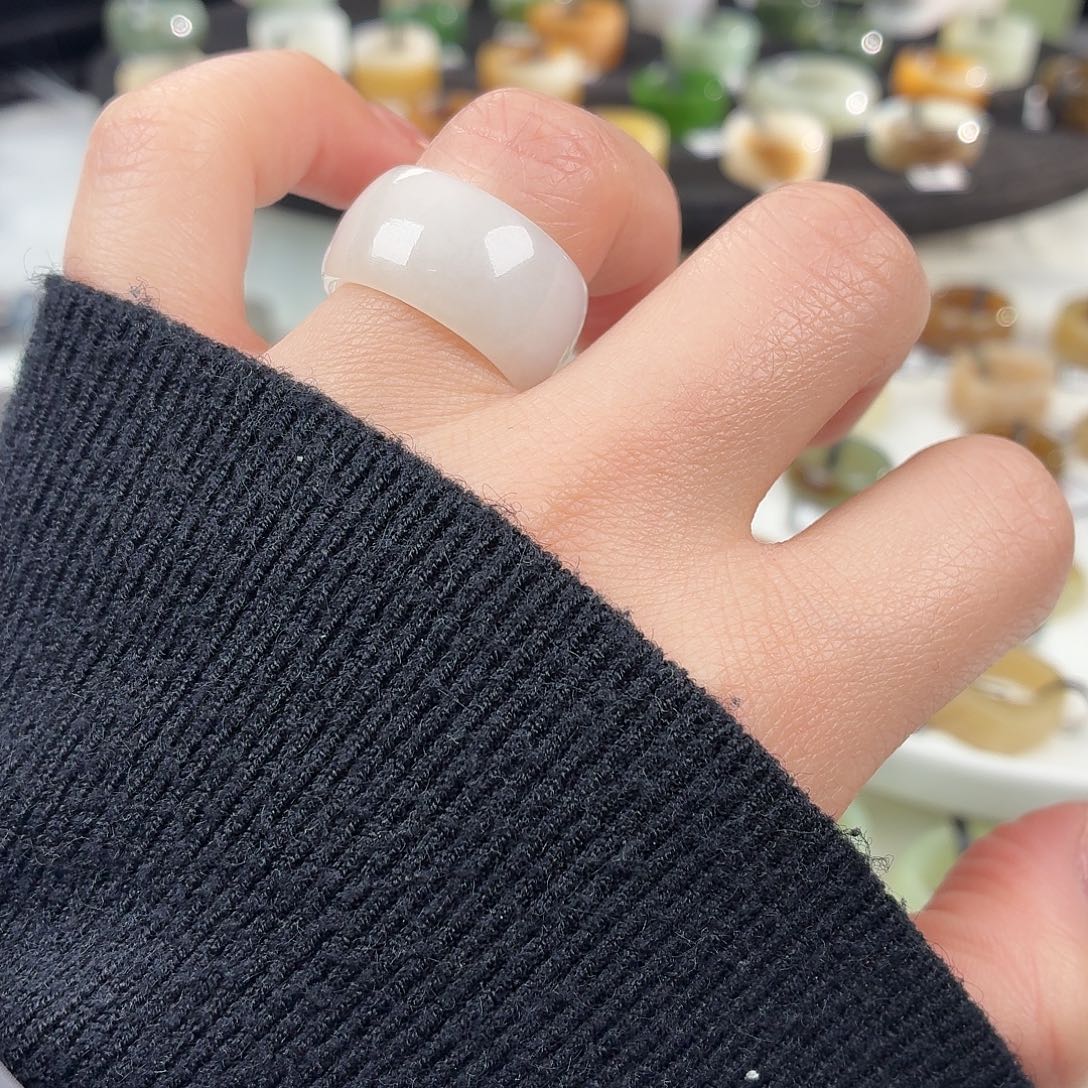 和田玉未镶嵌戒指S40俄白轮胎17.3