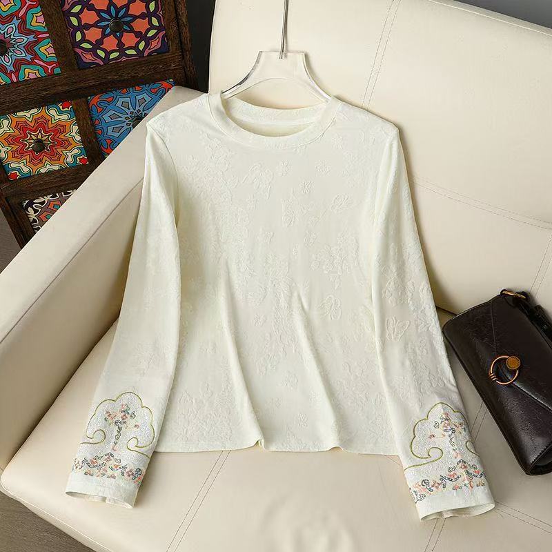 （祥云福利）新中式国风秋冬复古提花刺绣气质百搭上衣