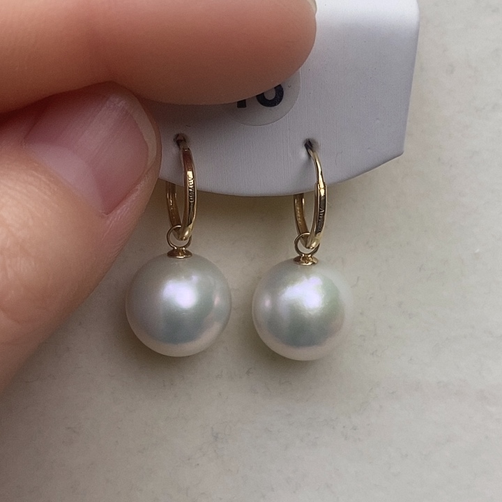18K金镶嵌淡水珍珠耳饰