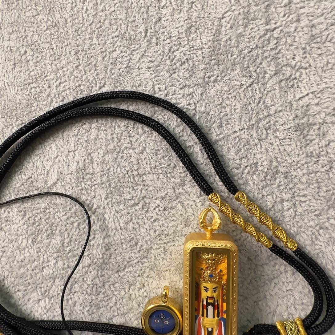 1✖️3双面钢壳不动明王➕五爷➕黑金绳子➕蓝色五路眼睛