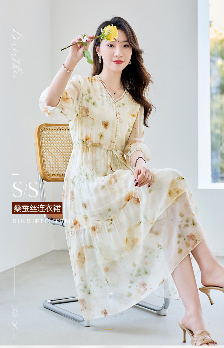 《着西》刺绣短袖连衣6896