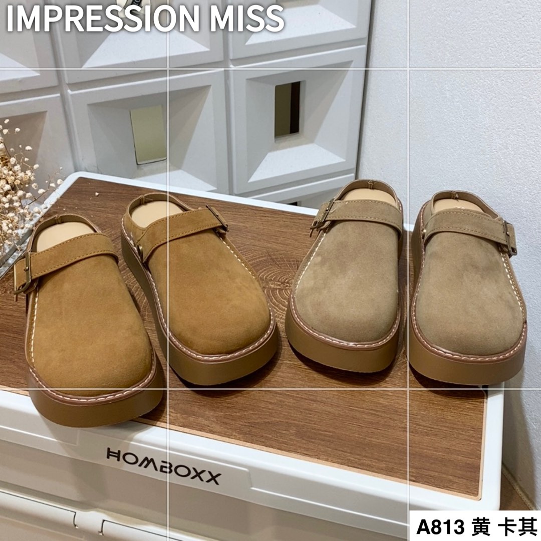 （A813）时尚百搭厚底勃肯包头半拖鞋