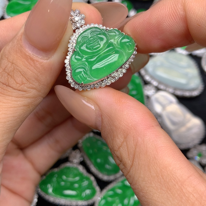 翡翠18K金镶嵌吊坠(不含链)