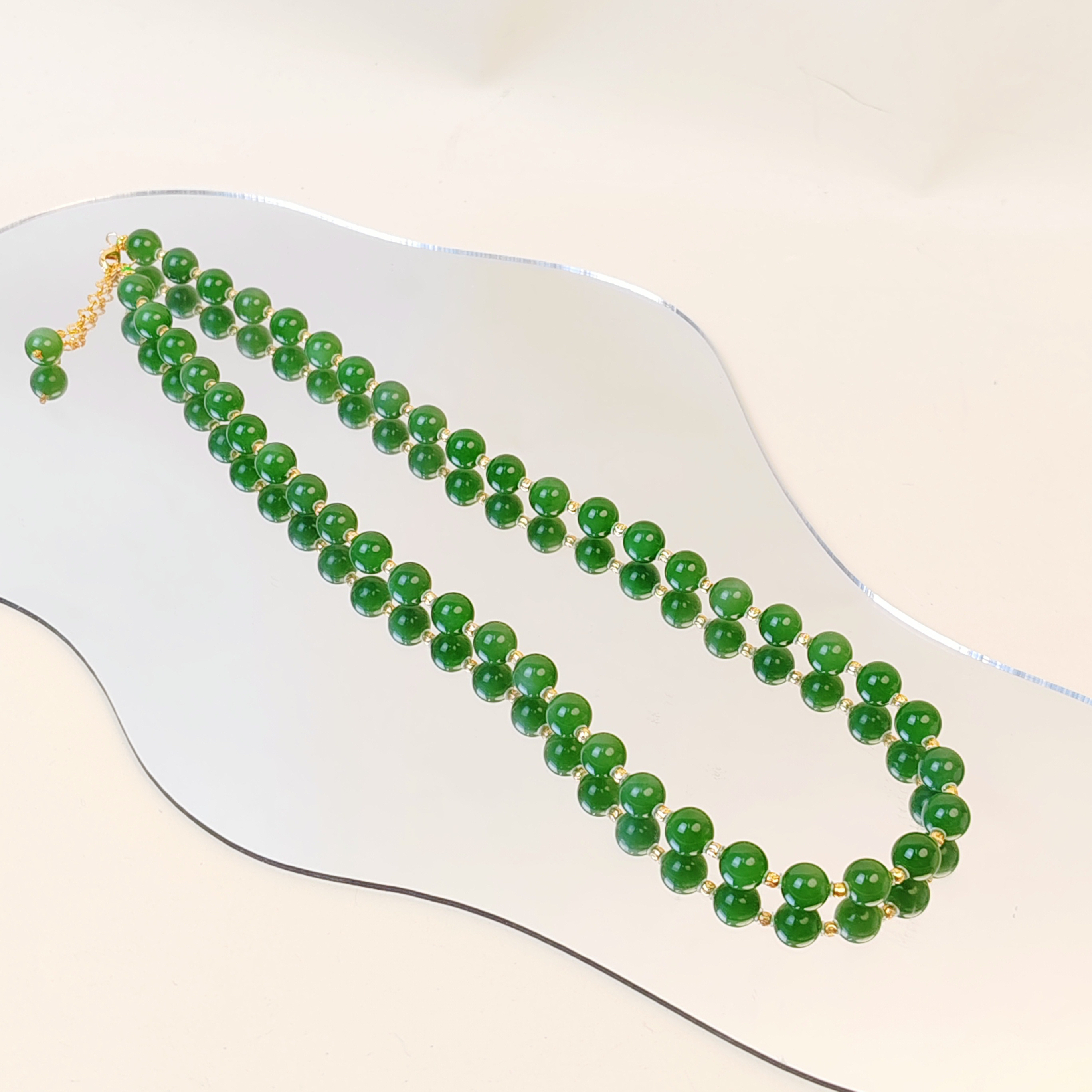 和田玉粉青妈妈链项链