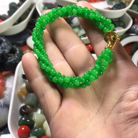 未镶嵌手链石英质玉（金丝玉）手串手链现货