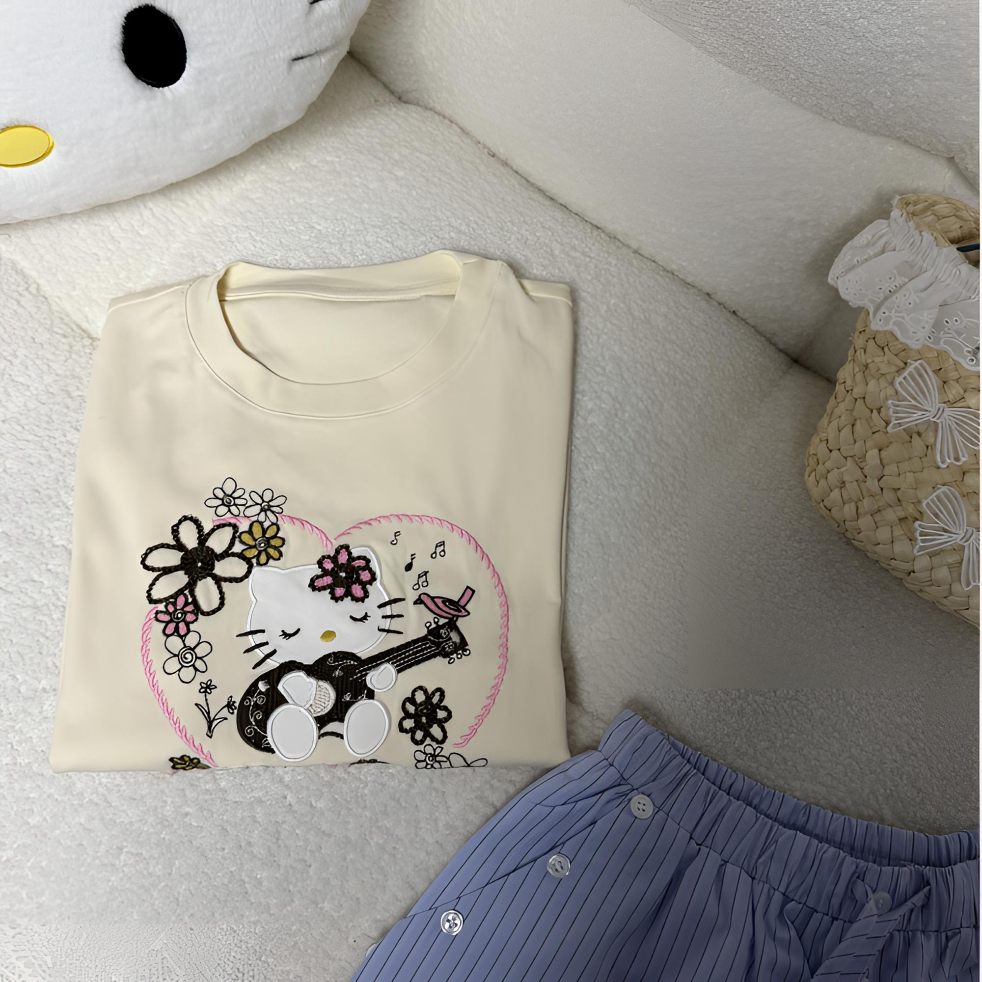 BLX--421（深圳南油出品）新款小众设计款卡通kitty重工刺绣上衣