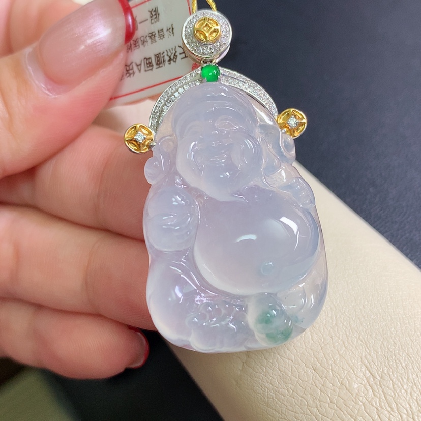 【闪购商品】翡翠颈饰18K金镶嵌财神