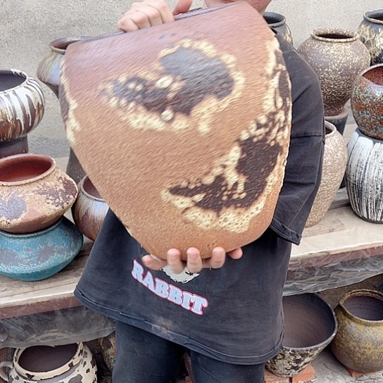 紫砂花盆高度32口径22无孔