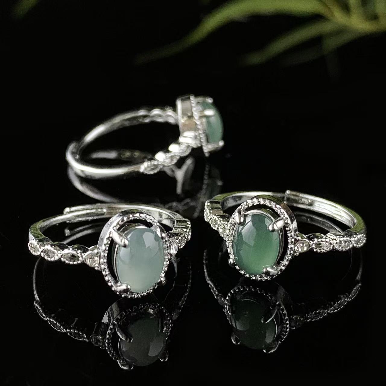 AT5358【任会长珠宝】A货-翡翠蛋面戒指-活口-多样性只发一件