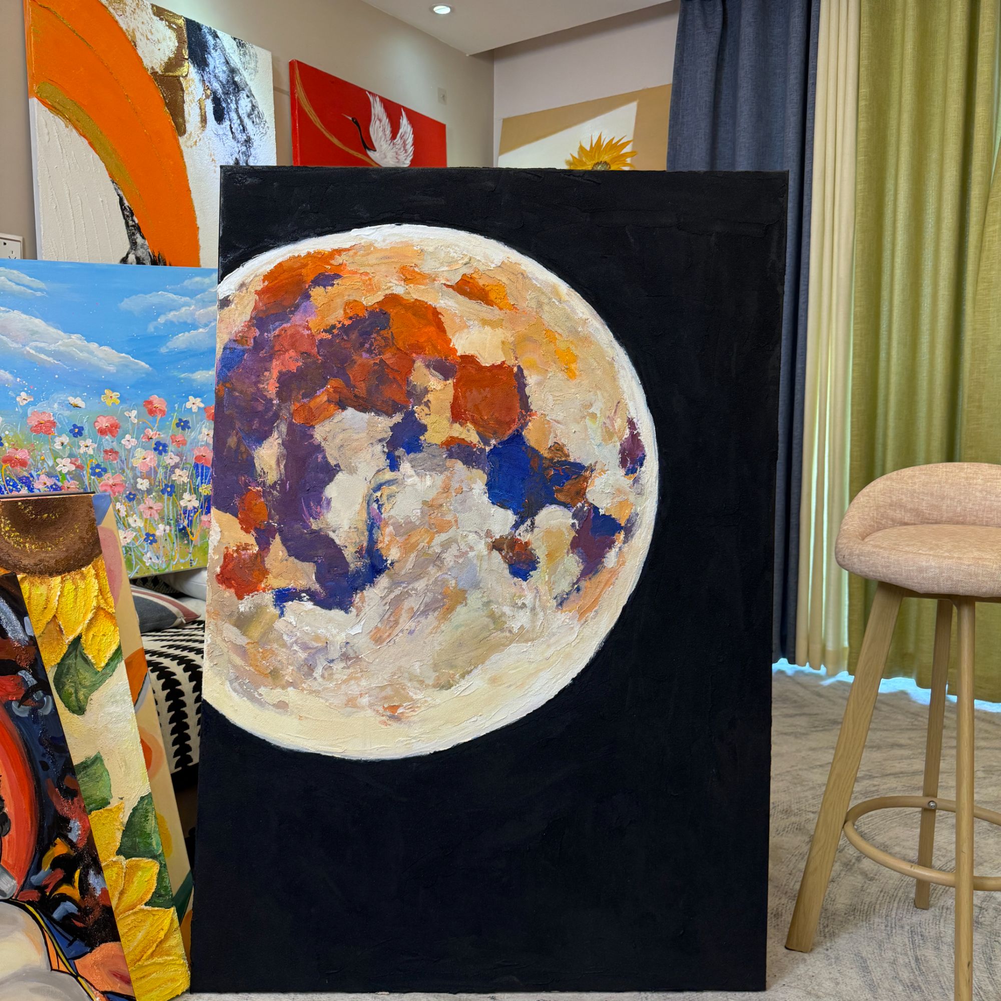 《但愿人长久》原创作品/90*130/时尚创意侘寂风-月球