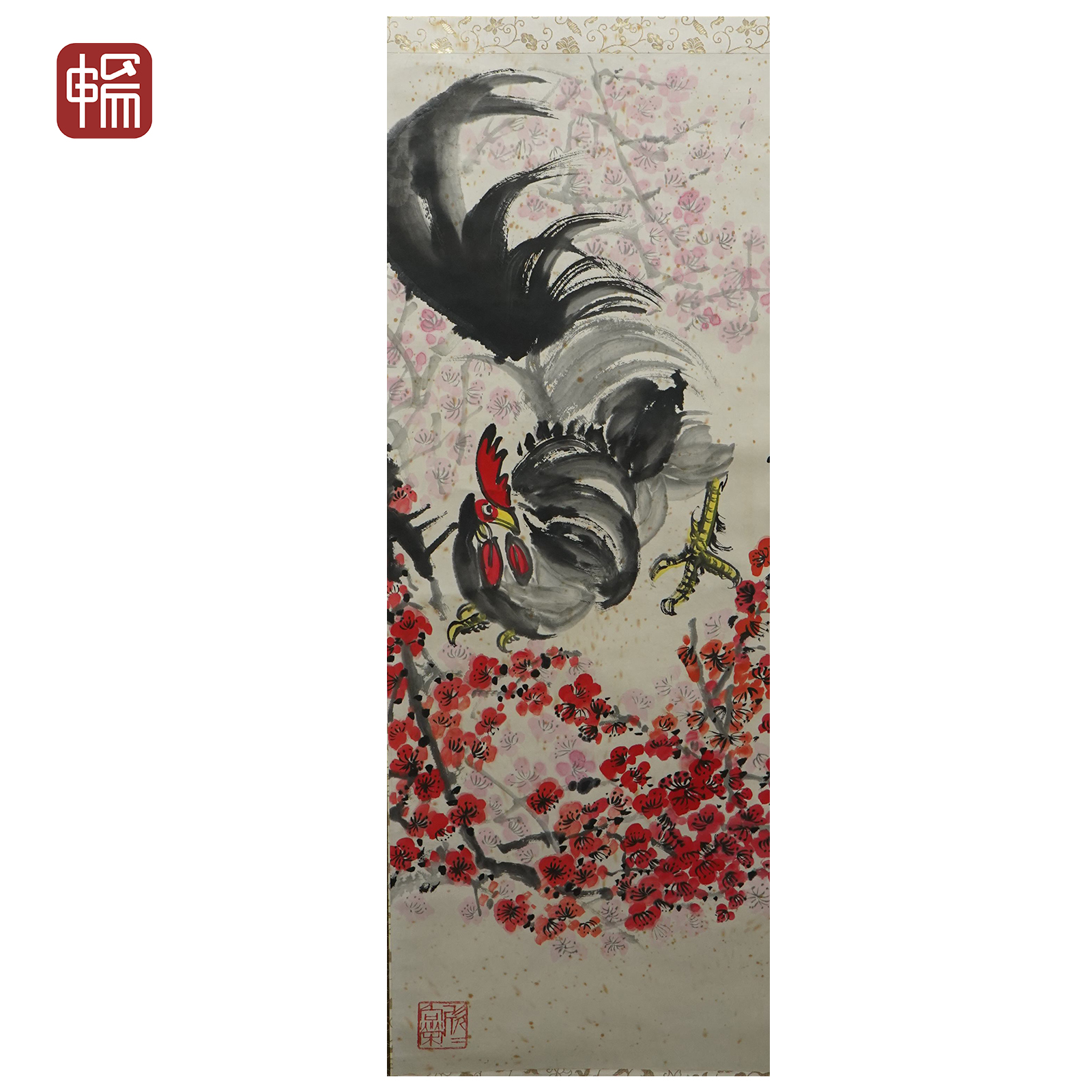 JZ001 1980年作《雄鸡》 97*40（3.49平尺） 纸本立轴  YM