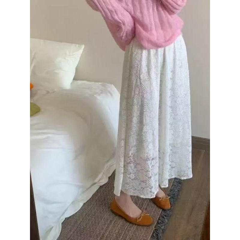 5030 法式气质蕾丝镂空半身裙女春秋新款小众甜美高腰显瘦