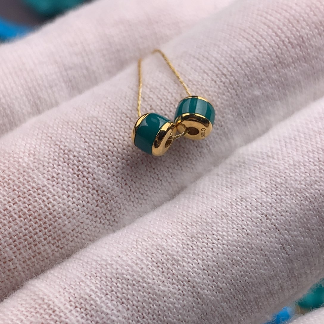 绿松石18K金镶嵌发饰4mm