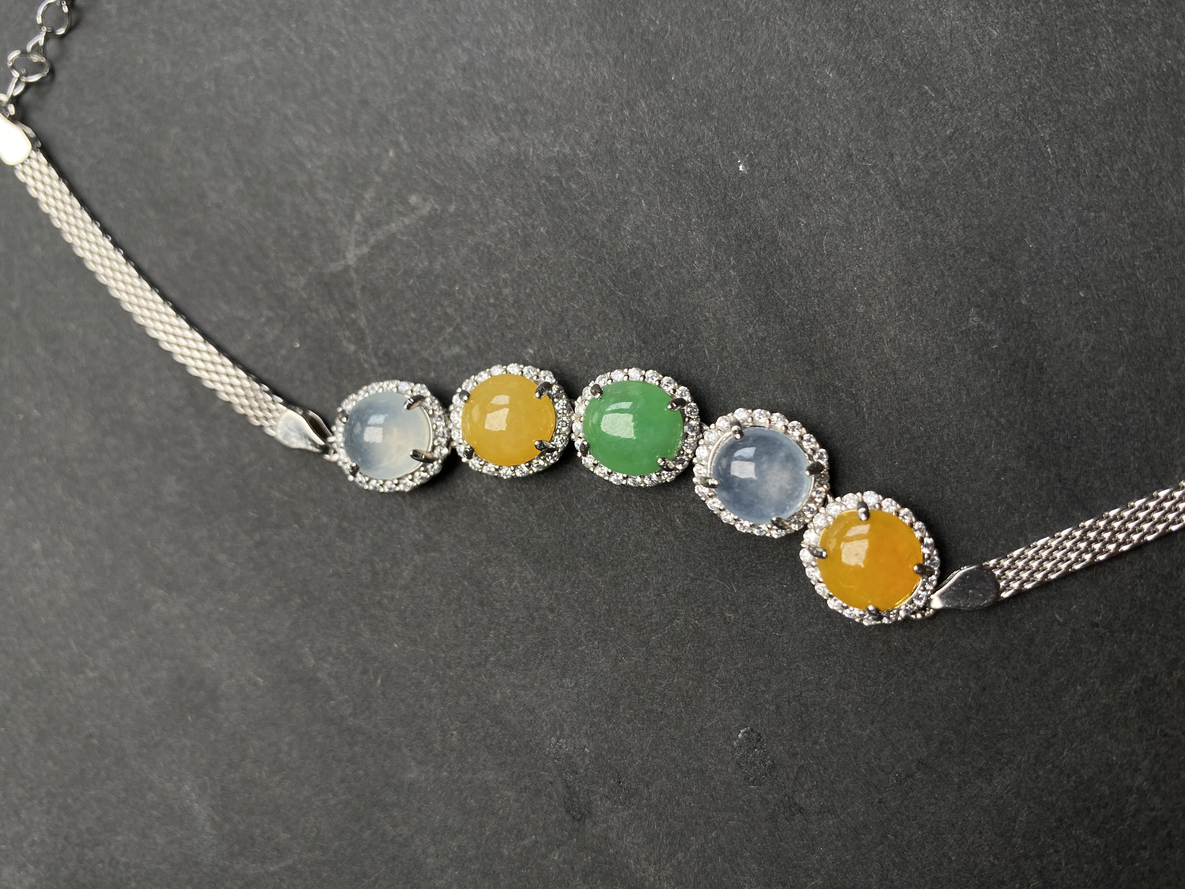 1123（小月源头）冰种翡翠大颗粒多宝手链干净饱满肉细荧光足