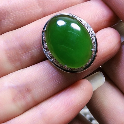 和田玉银S925镶嵌戒指