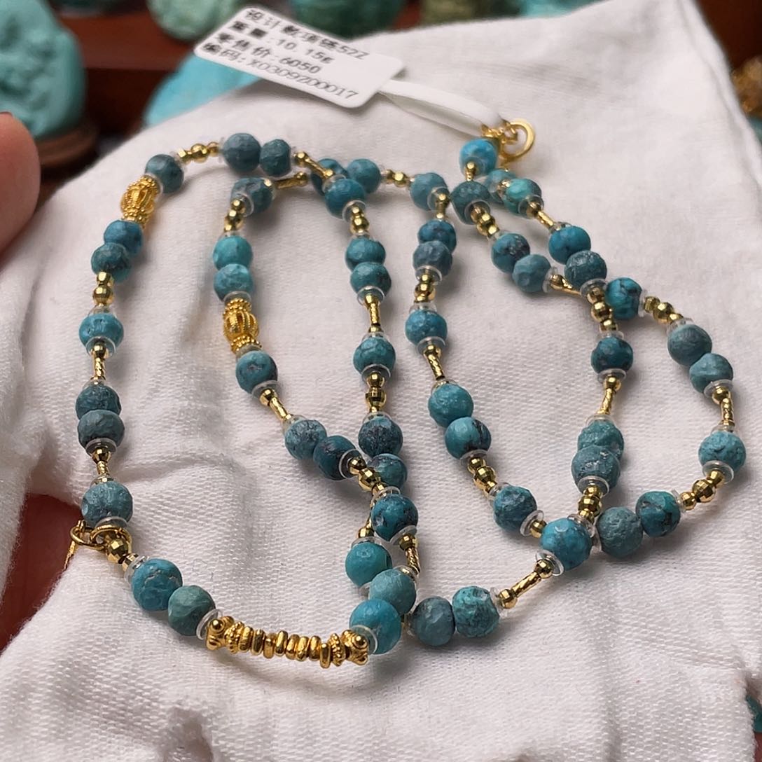 绿松石珠宝半成品18K金镶嵌