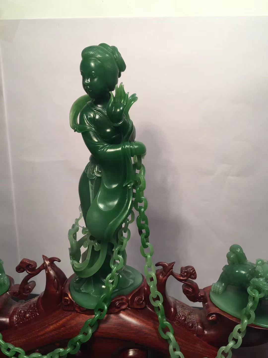 天然和田玉碧玉摆件