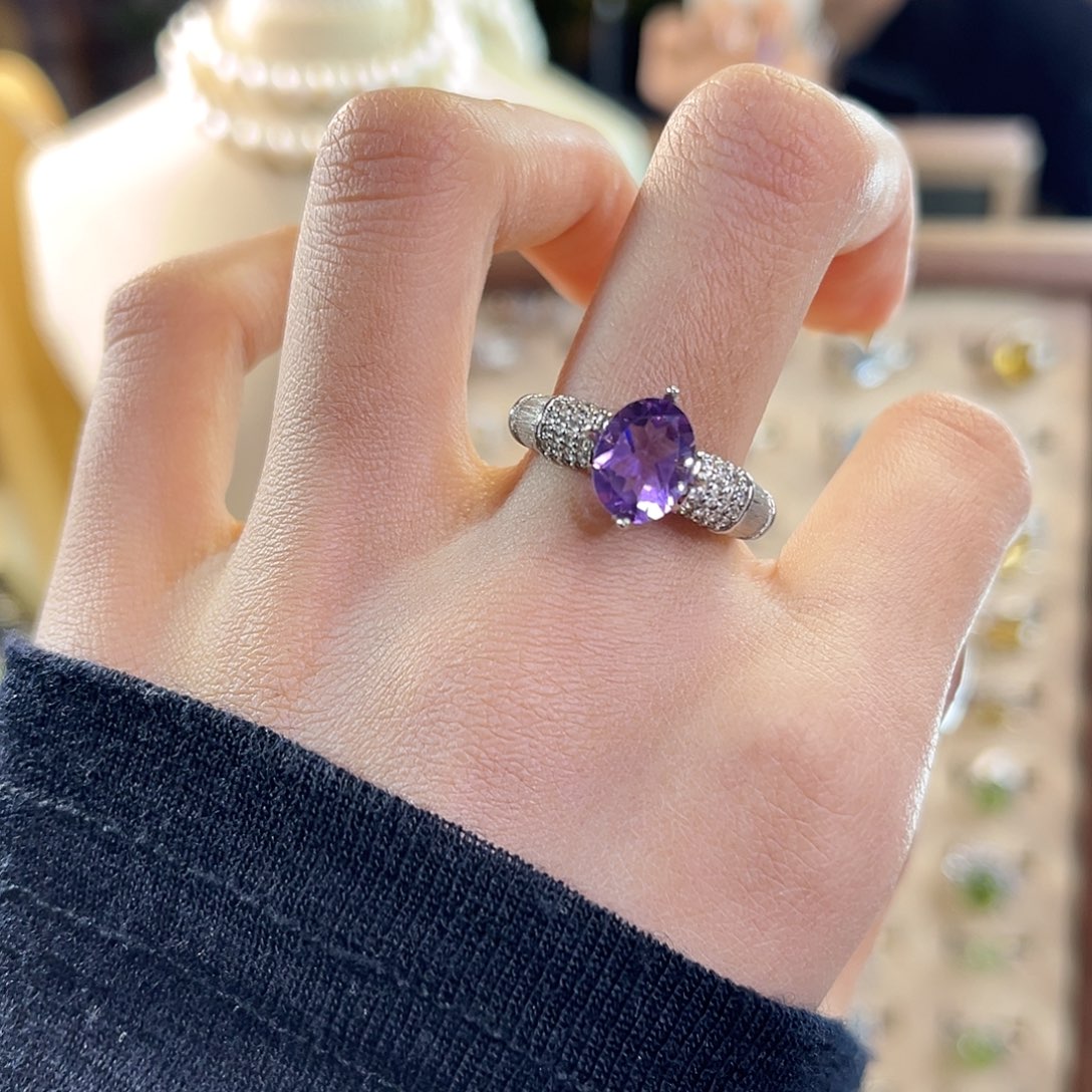 戒指银S925镶嵌紫晶