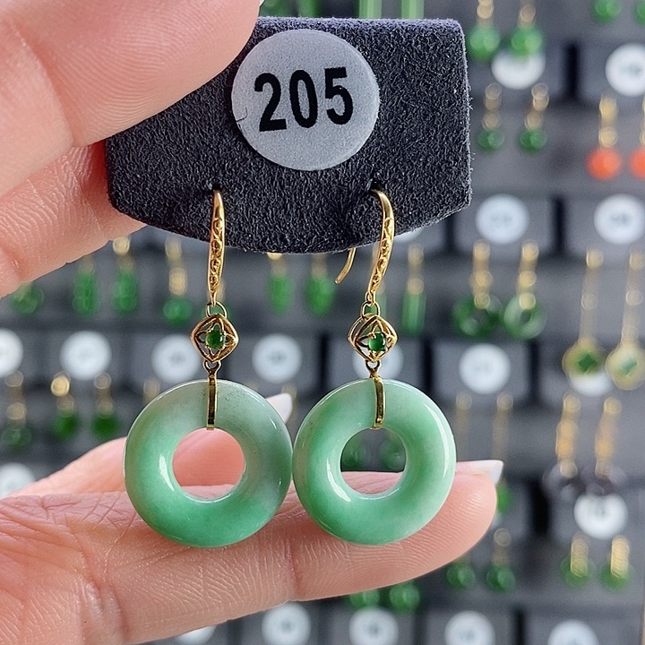 翡翠耳饰18K金镶嵌耳饰