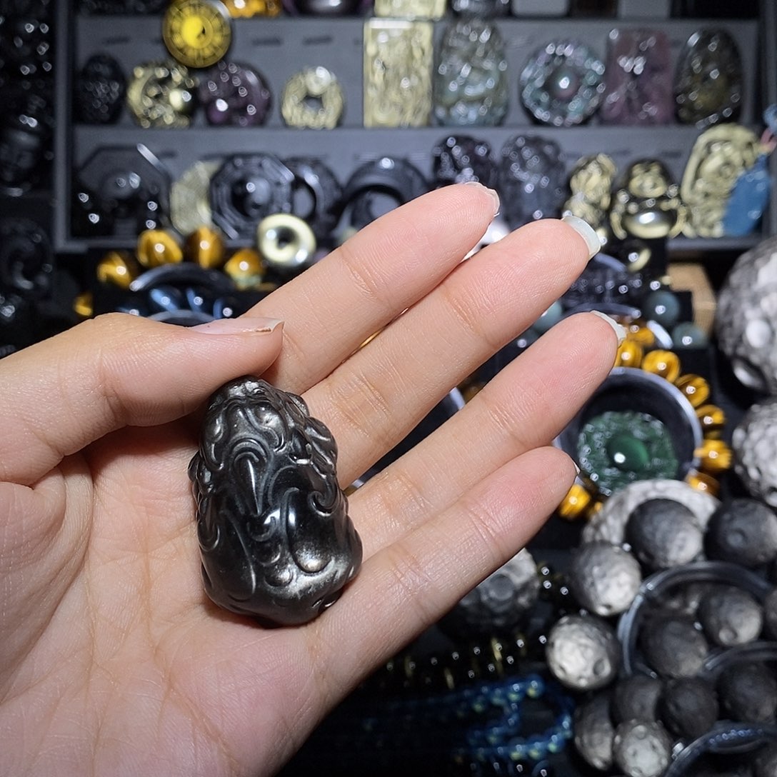 用***5黑曜岩未镶嵌手链