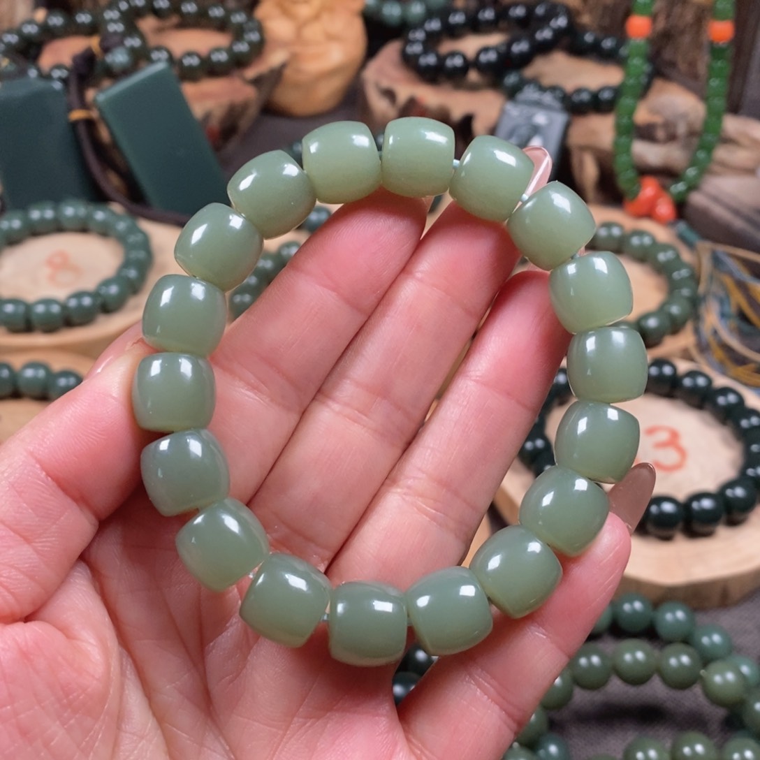 和田玉（青玉）手链未镶嵌