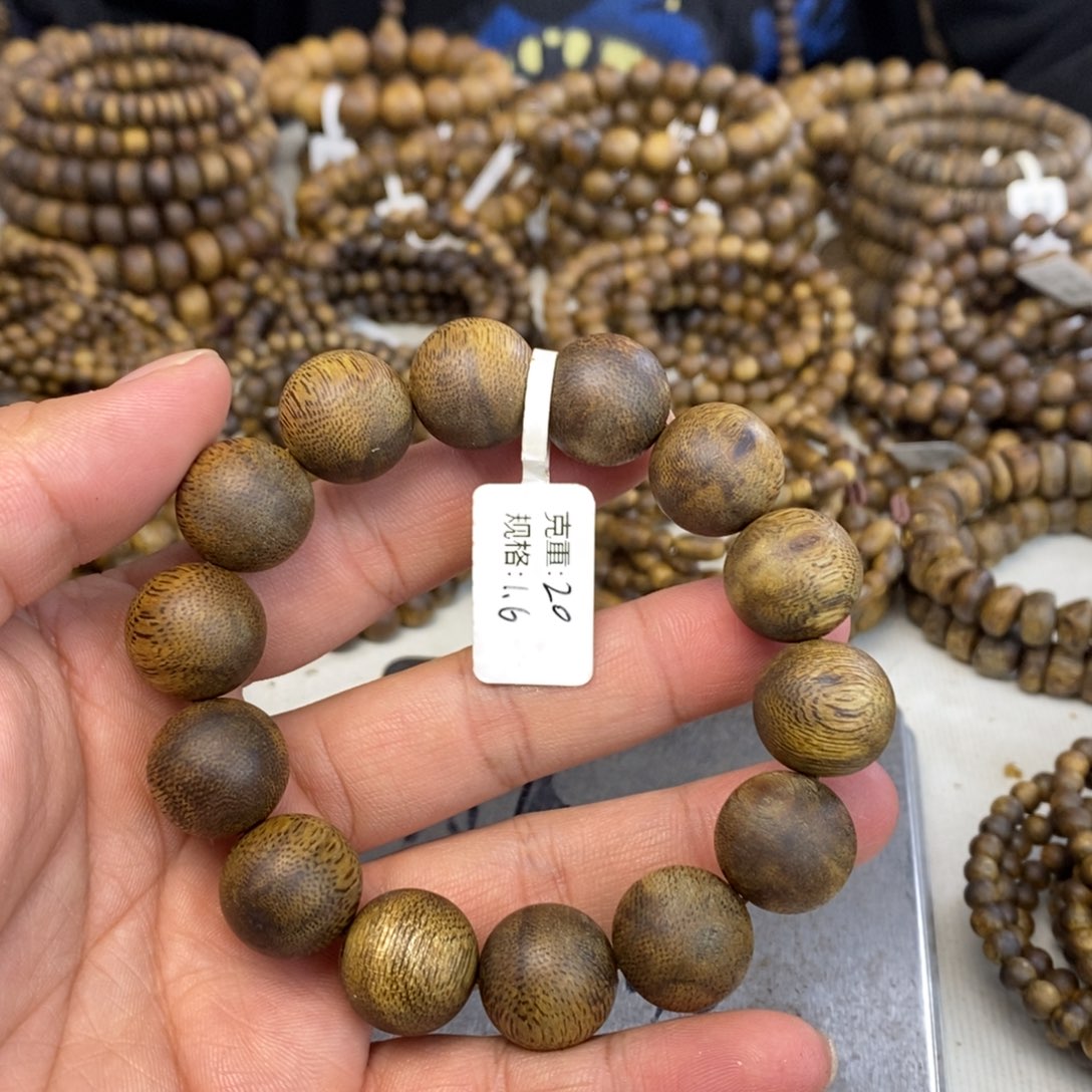 手串沉香奇楠沉香圆珠1.6单圈20克