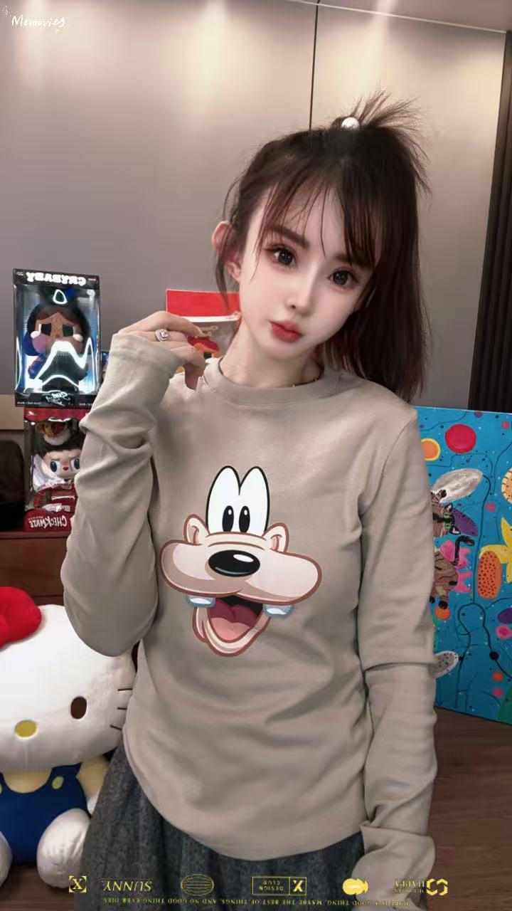 【王小小25723】卡通正肩打底衫长袖内搭显瘦T恤上衣