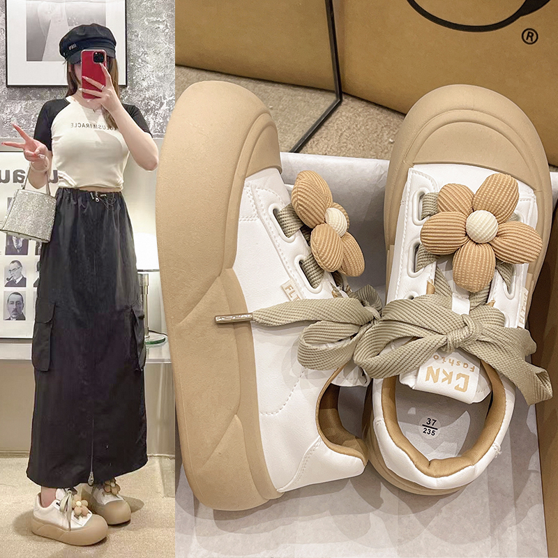 【日播】花朵厚底面包鞋女K828