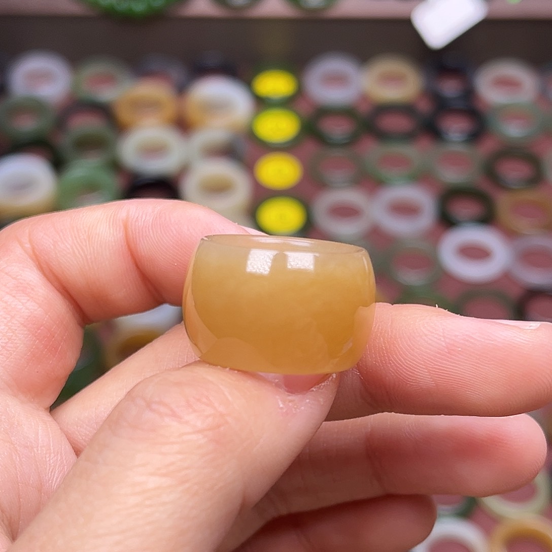 和田玉戒指未镶嵌17内径 橘金糖 无鉴赏