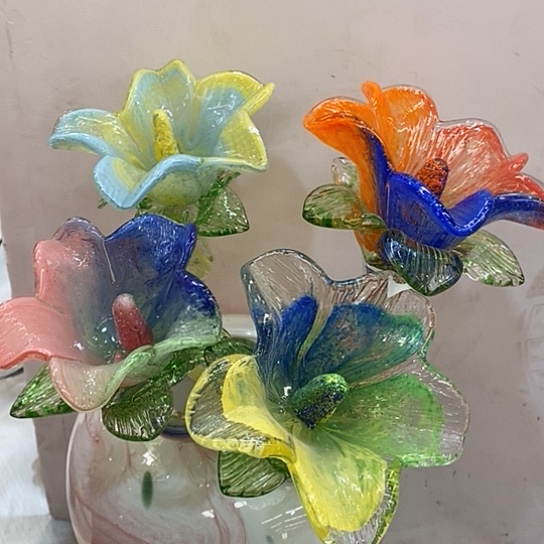 琉璃高度45厘米套四琉璃百合花夜光