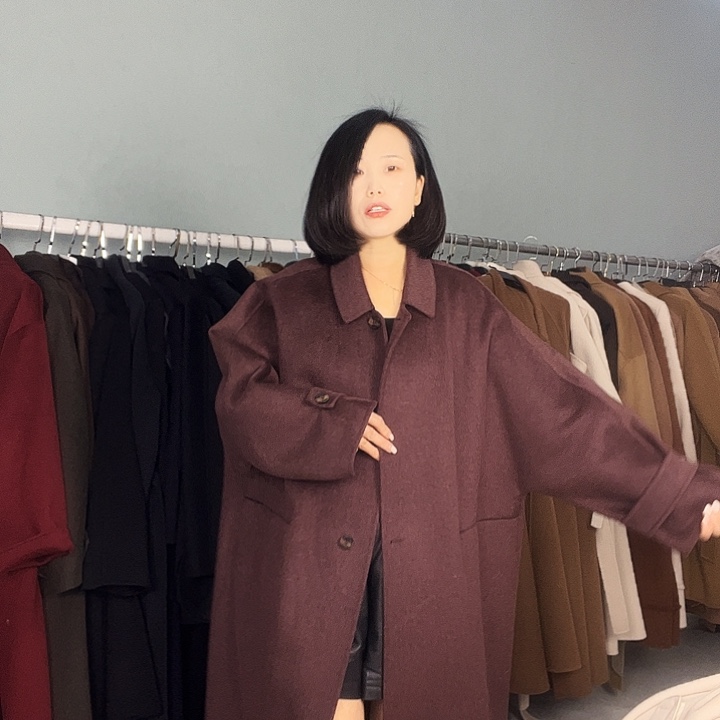 双面呢阔版葡萄紫S码