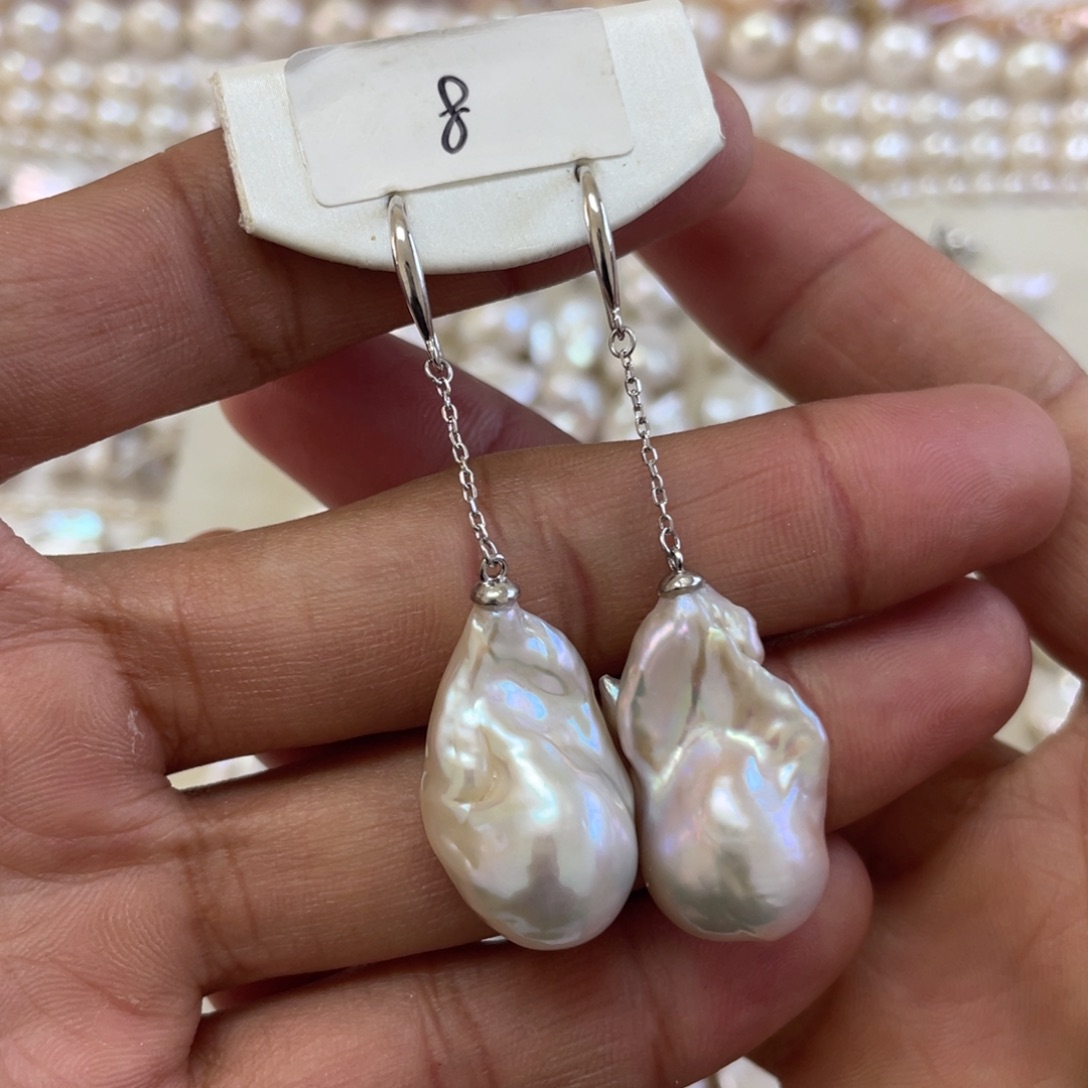 淡水珍珠耳饰银S925镶嵌