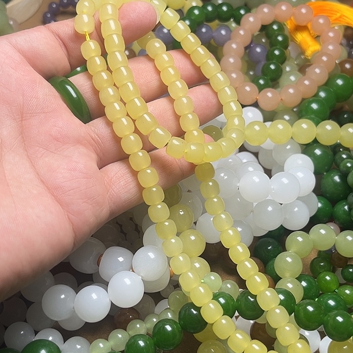 黄口色老型珠手链项链一套8mmm