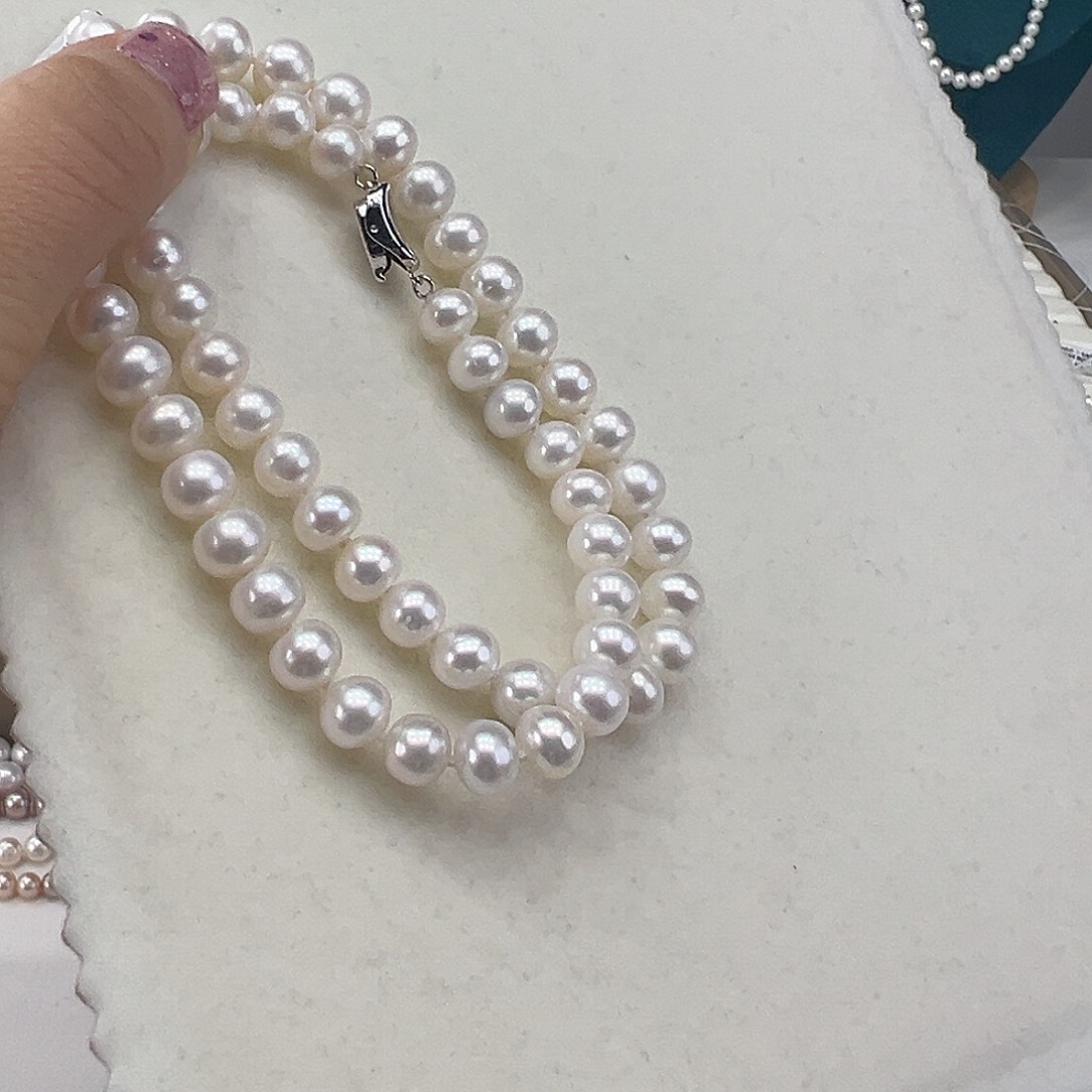 淡水珍珠颈饰银S925镶嵌➕7.8