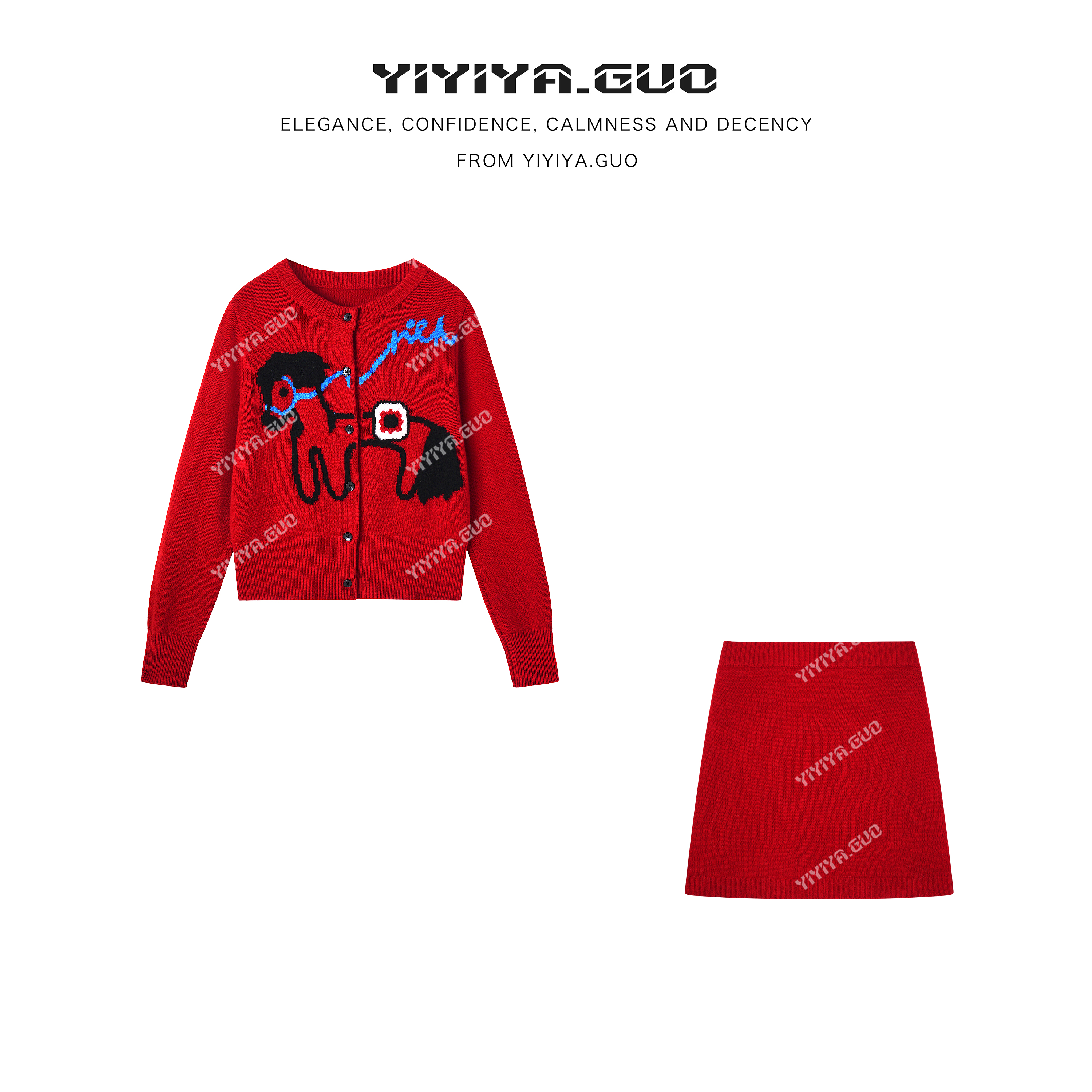 yiyiya.Guo艺艺吖【马踏福来】新款圆领羊毛上衣裙两件套120086SS52