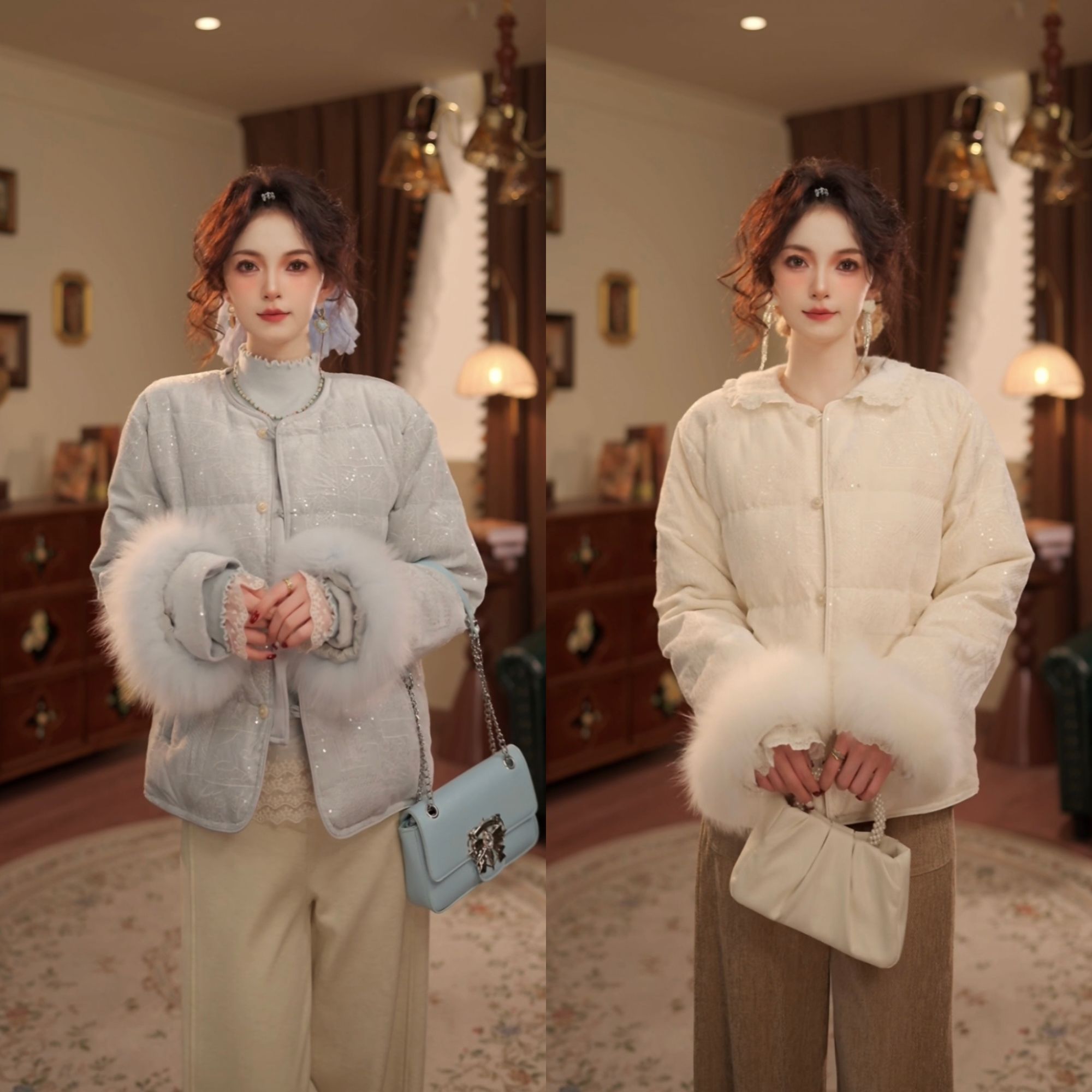 敏恩【清透的黄昏】港风冬季女士羽绒气质国风外套WO6347326